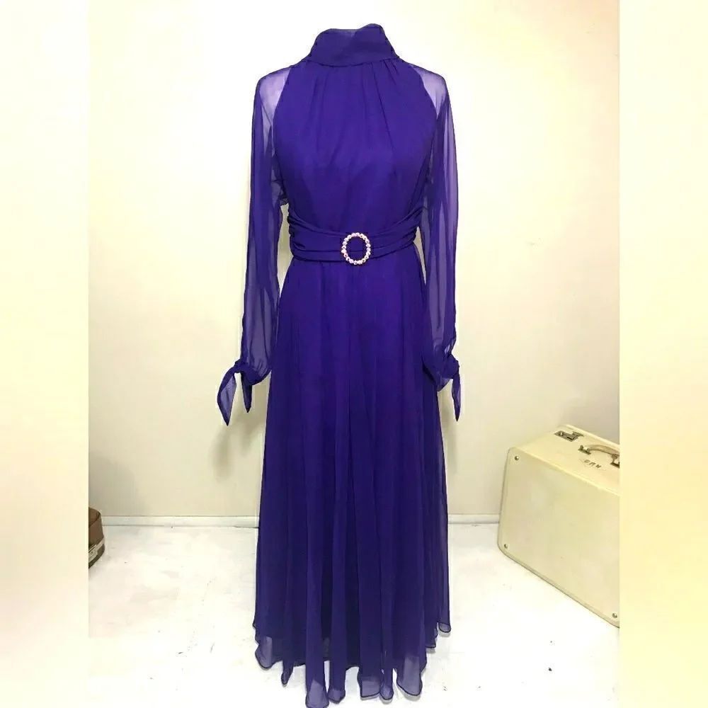 Jack Bryan Purple Maxi Women Dress Vintage 1960s Size 6